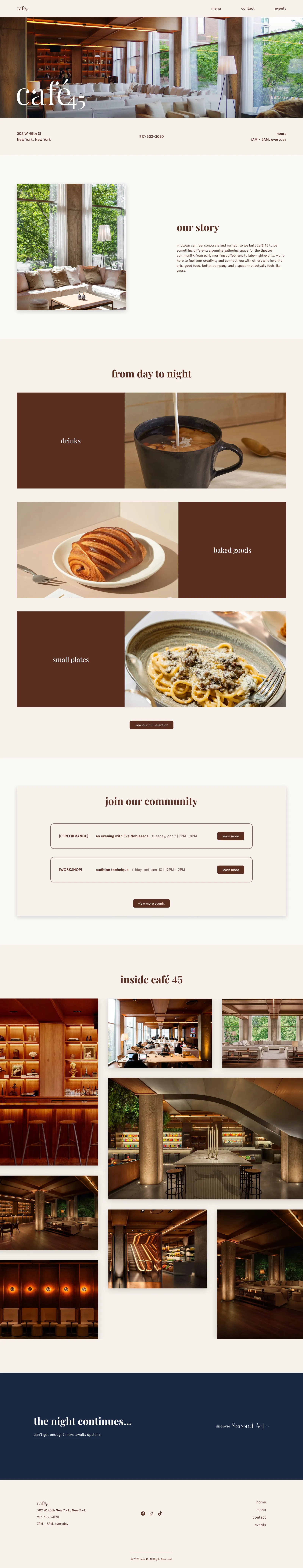 home page — hero and info section