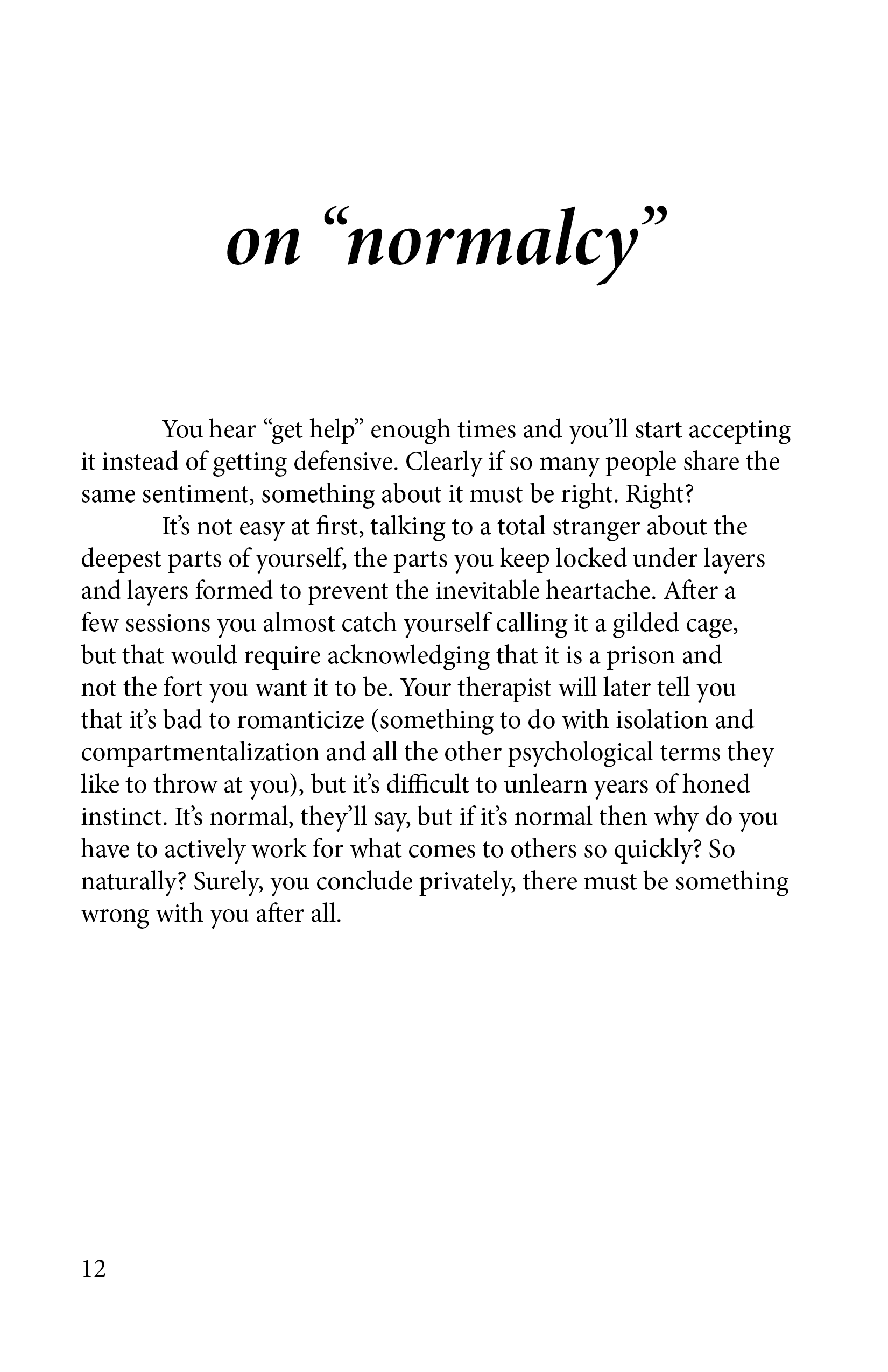 on "normalcy"
