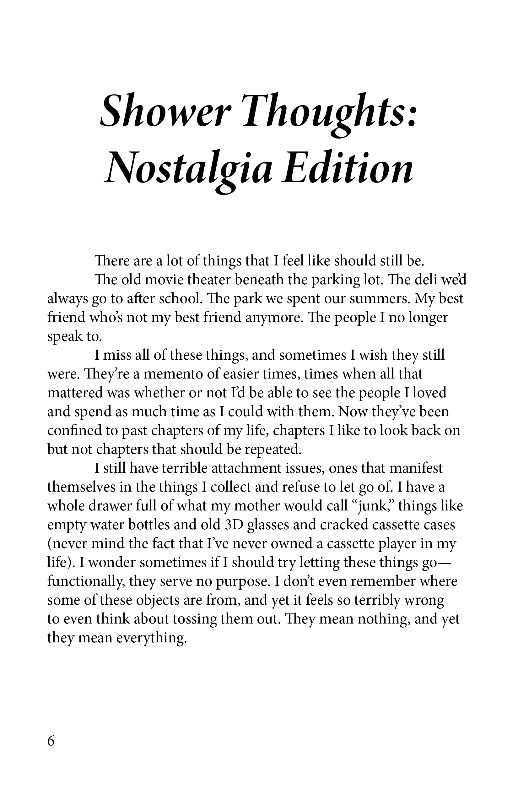 shower thoughts: nostalgia edition
