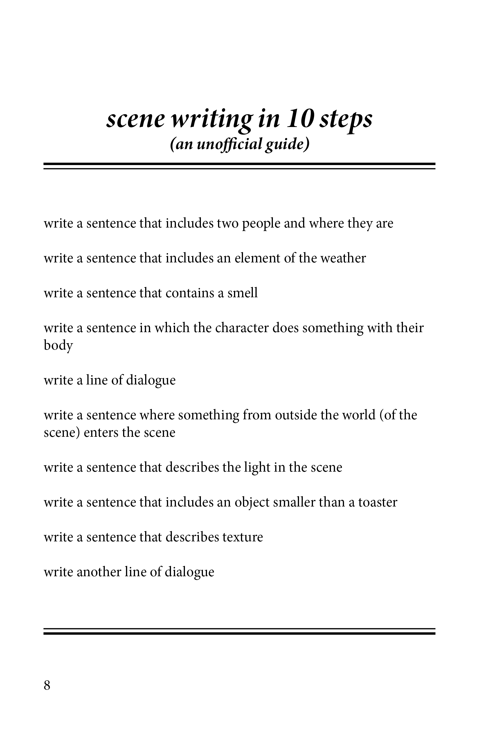 scene writing in 10 steps