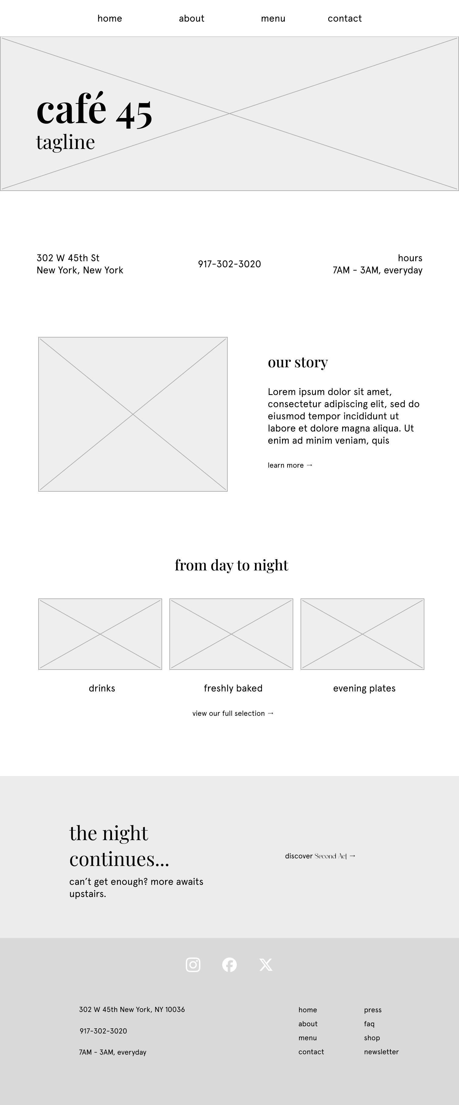 low fidelity wireframe of the home page